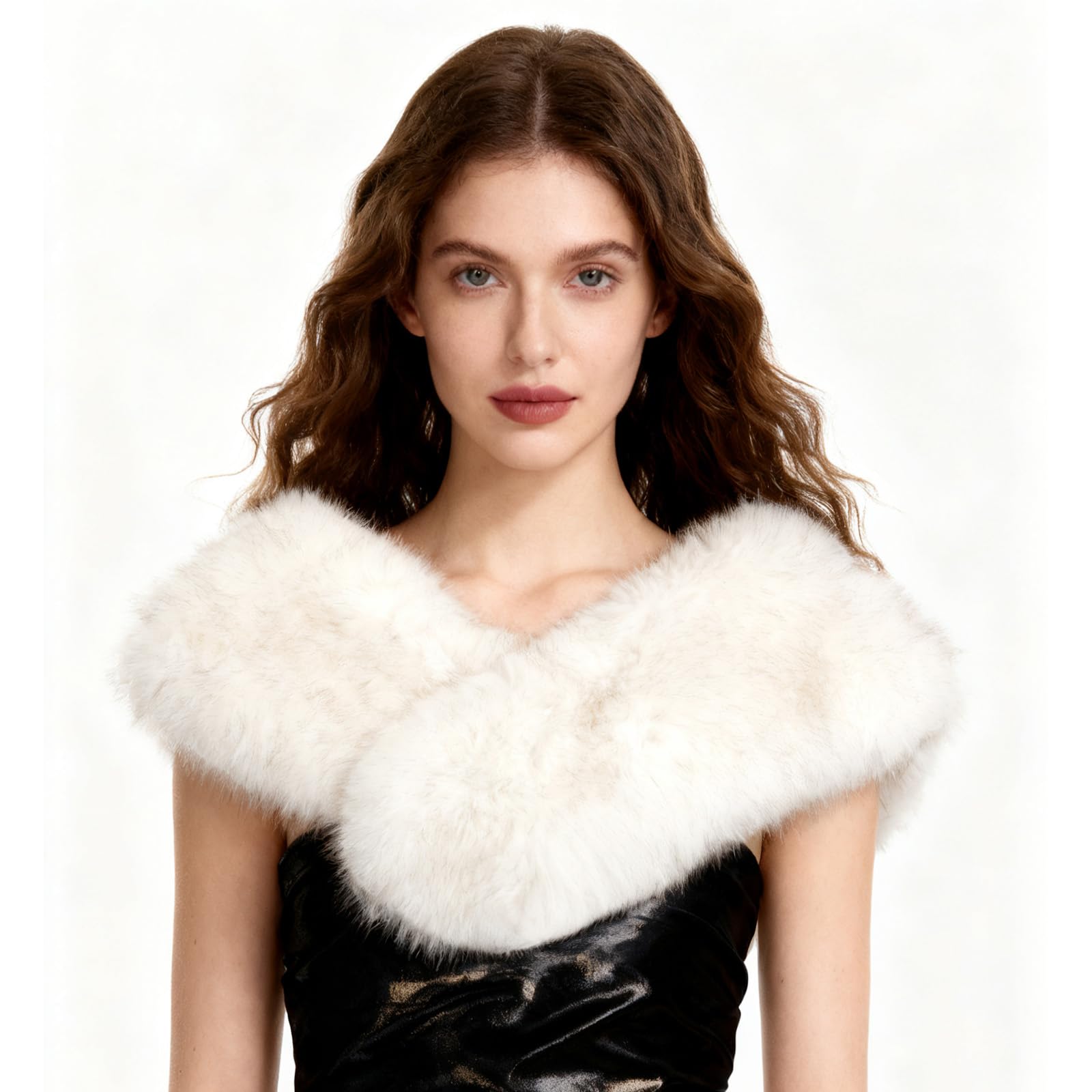 XEPST Châle en fausse fourrure pour femme, écharpe en fausse fourrure pour femme, écharpe enveloppante blanche pour l'hiver, écharpe duveteuse