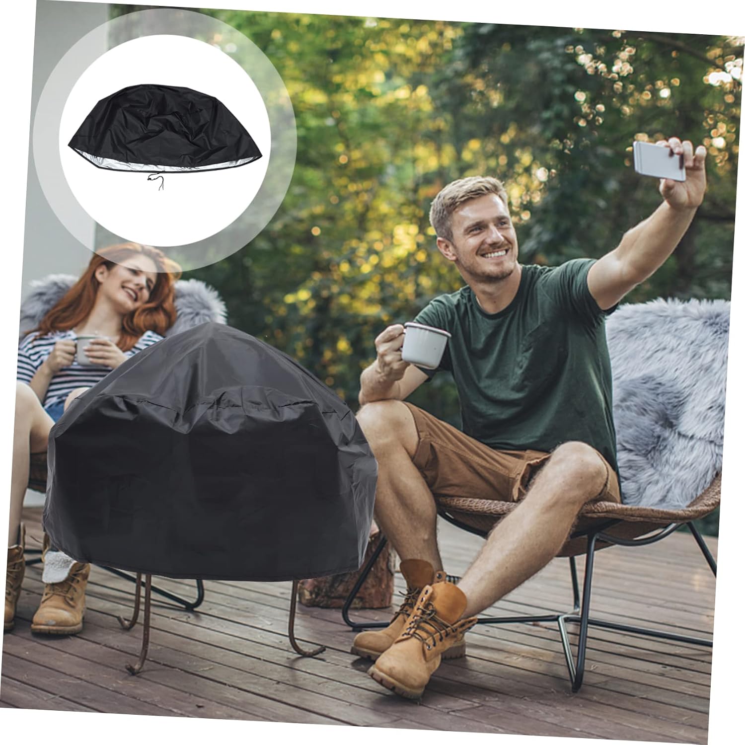 Toddmomy Heavy Duty Round Fire Pit Cover for Outdoor Gas Stove Stove Fire Pit Covers