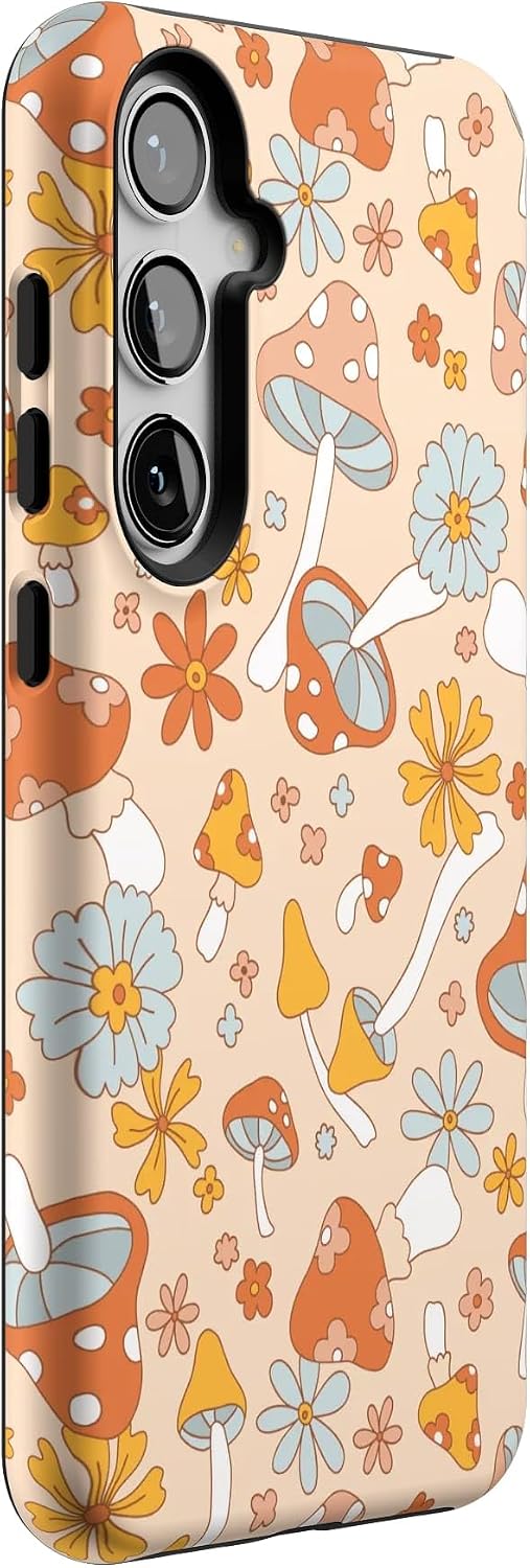 Casely Galaxy S24 Plus Case | Mushroom Magic | Retro Floral | Essential Slim Dual-Layer Protective Design