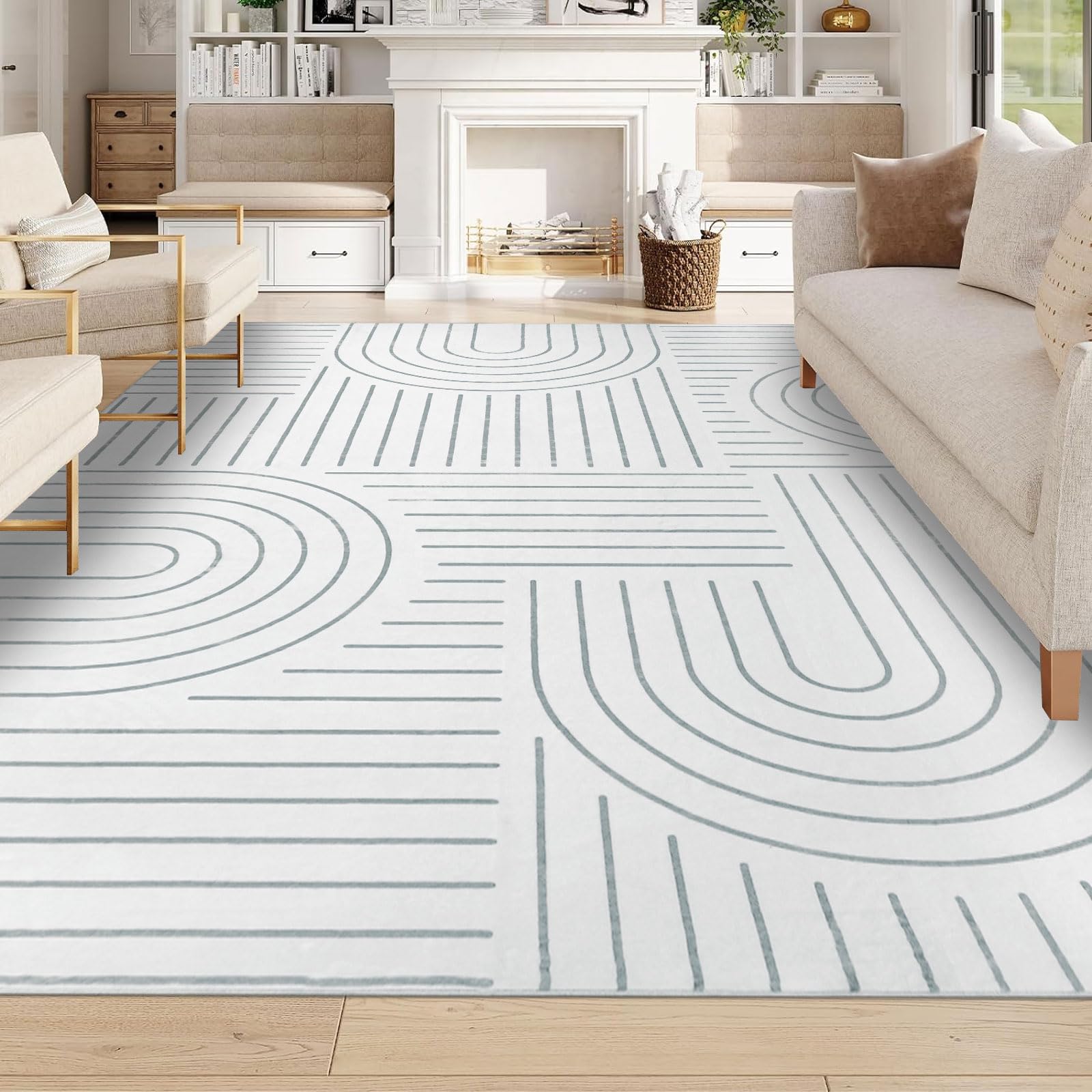 Homcomodar Alfombra de Salon Grande 160x230cm Alfombras Lavables en Lavadora Gris Alfombra Pelo Corto Carpet Rugs for Living Room Alfombras Pie de Cama Comedor Dormitorio