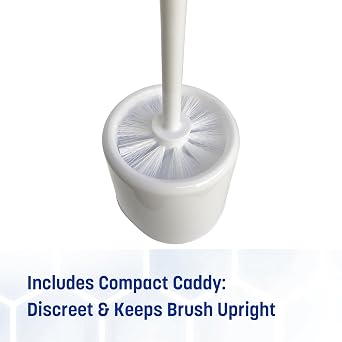 SPARTA 16-Inch Bowl Brush with Caddy, Toilet Bowl Cleaning Brush with Polypropylene Bristles and Storage Holder, White