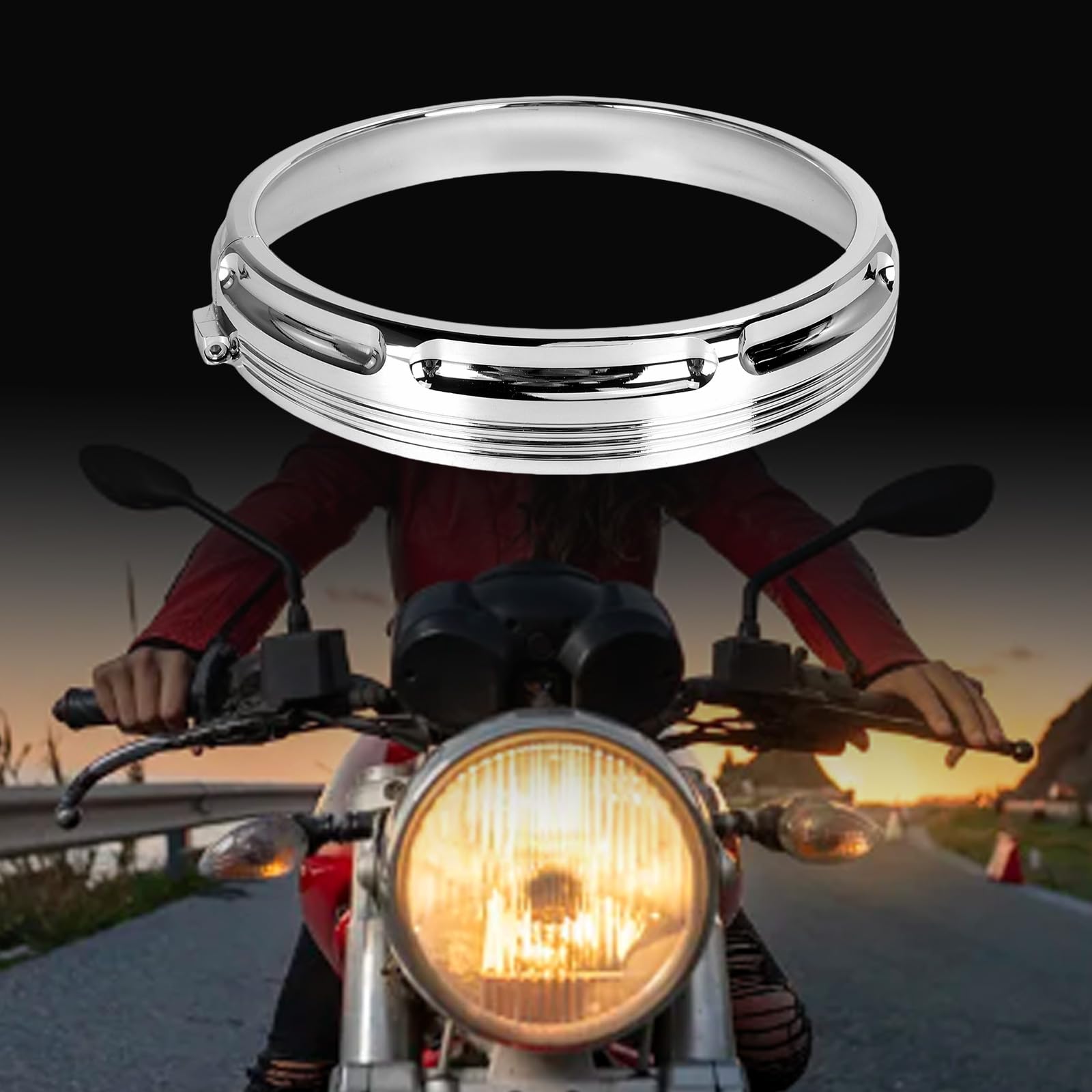 Anillos de aluminio para faros delanteros de motocicleta de 7 pulgadas, anticorrosión, anillos de faros delanteros de instalación sencilla para bicicleta