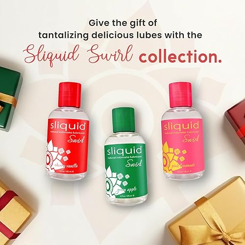 Miniatura 3 de Sliquid Paquete variado de lubricantes con sabor a remolino, sabor a vainilla de cereza, tarta de manzana verde y limonada rosa, ideas de regalo