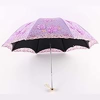 Vista 71 de Honeystore Sombrilla bordada con flor 3D plegable UV con encaje clásico