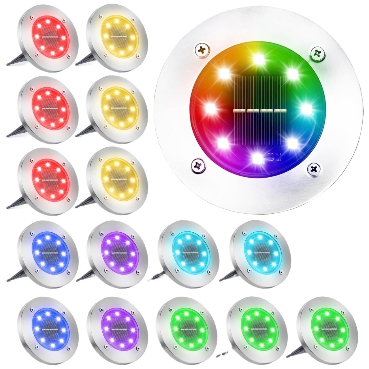 DANNMPX Solar Lights 8 LED Solar Disk Lights Ground Outdoor Waterproof Garden In-ground Outdoor Decorations