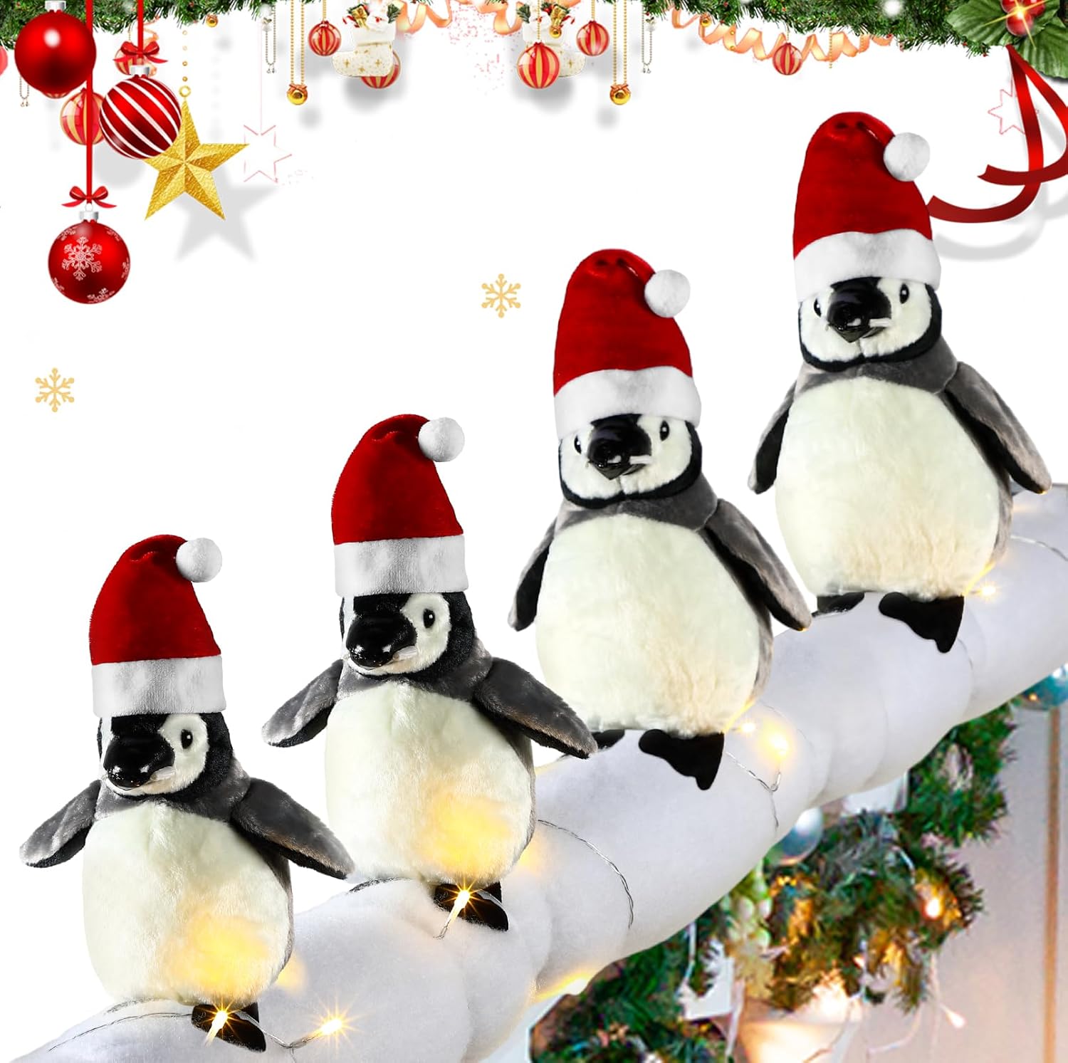 Shappy 4 Sets Christmas Penguin Stairway Holiday Decoration Stuffed