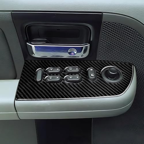 Miniatura 6 de 2 piezas de calcomanías para interruptor de elevación de ventana de automóvil, decoración de fibra de carbono para Ford F150 (2004-2008)  Lincoln