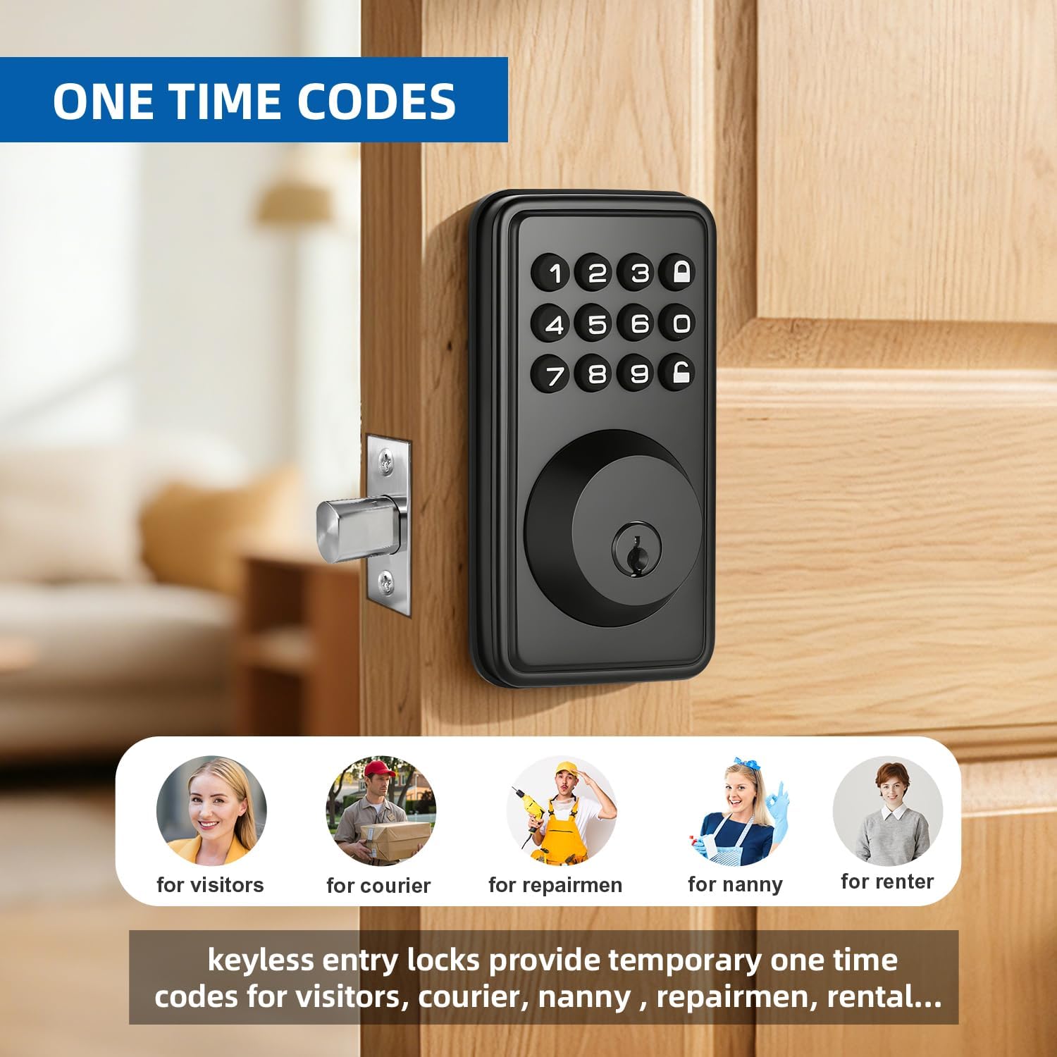 Digital Passwords Lock an-ti Peeping PIN Passcodes Keyless Entry Door Locks for Security Smart Deadbolt Metal Automatically Time Delay Locking Low Battery Alert