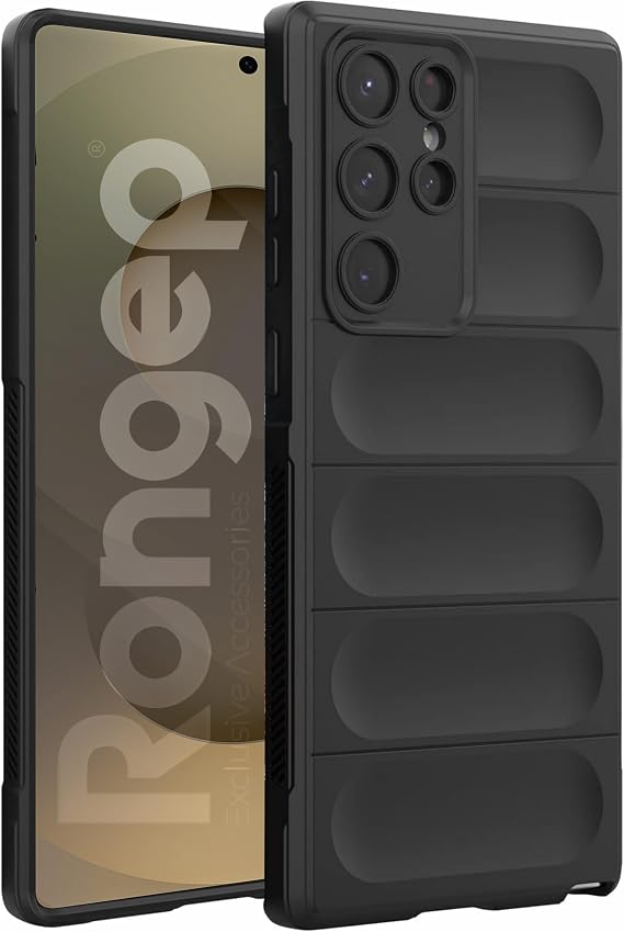 Rongep Protective Thick Structure Rugged TPU Silicone Case for Samsung Galaxy S25 Ultra Camera Upgraded In-Suet Textured Edges Full Covering Protective Case with Shock Absorbing and Anti-Slip Features