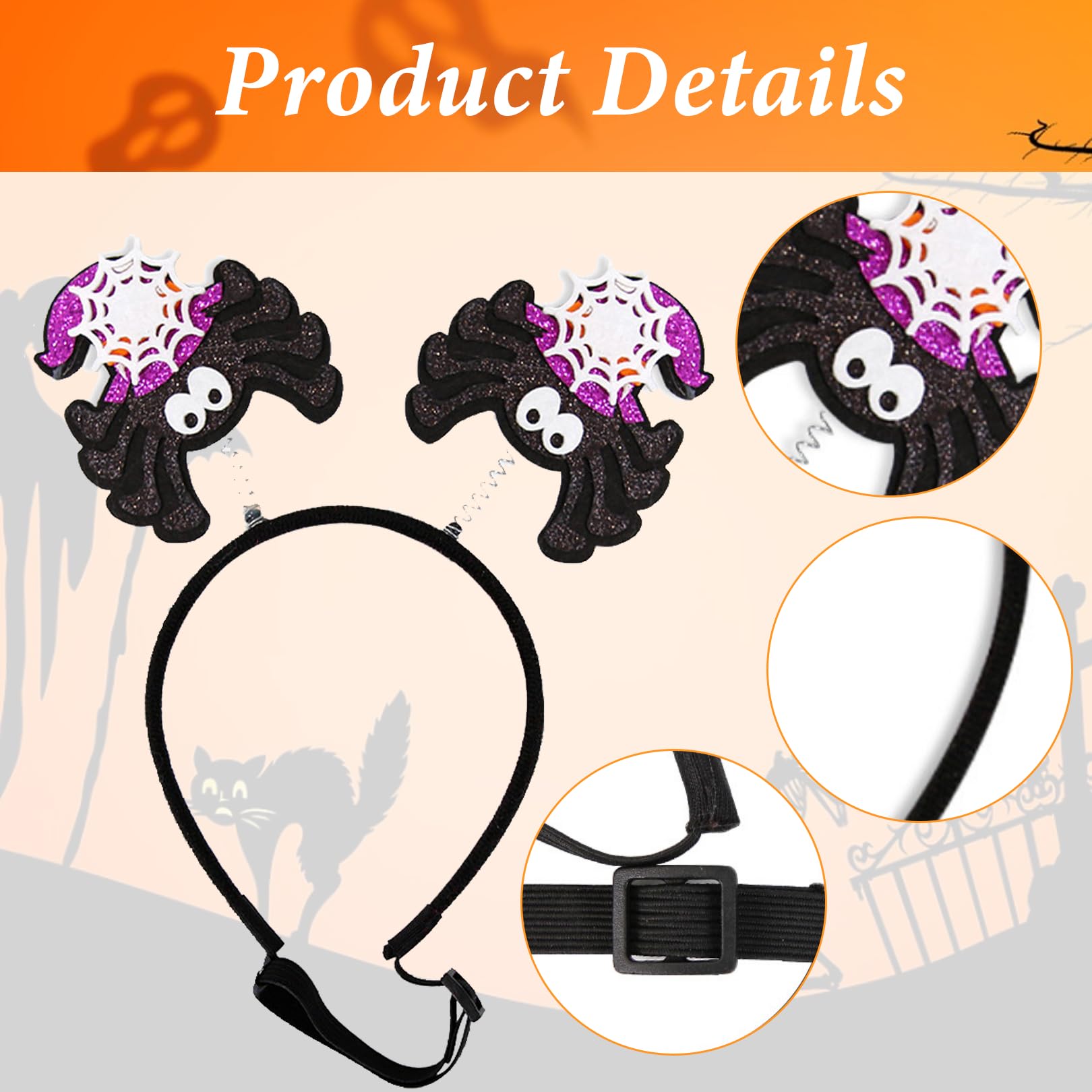Halloween-Hunde-Stirnband Mit Hexenhut & Spinne – Glitzer, Hot Pink, Für Kleine & Mittlere Hunde/Katzen