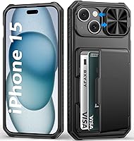 Vista 62 de Funda para iPhone 16 Pro Max con tarjetero (4-5 tarjetas), funda deslizante para cámara y protección de grado militar, a prueba de golpes, Azul