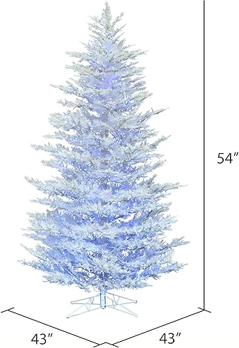 Miniatura 3 de Vickerman Árbol de Navidad artificial de pino de cedro flocado de 4.5 x 40.6in, LED de baja tensión, blanco puro y azul, luces brillantes de 0.118in