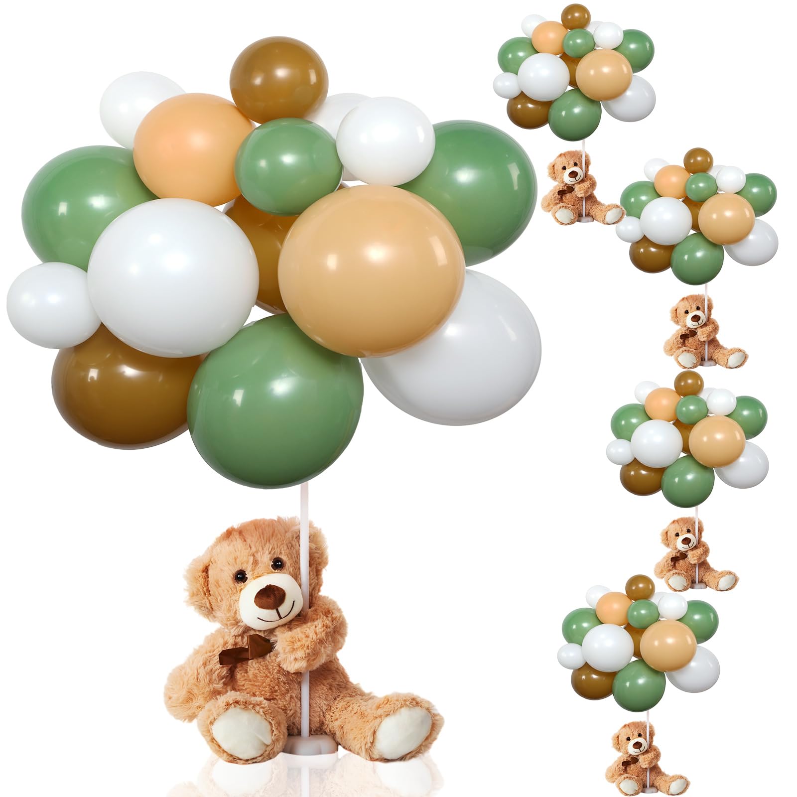 Meooeck 185 Pcs Bear Baby Shower Party Decorations Table Centerpieces 5 Pcs 13. 5'' Gender Reveal Bears 180 Balloons Kit Baby Shower Table Decor for