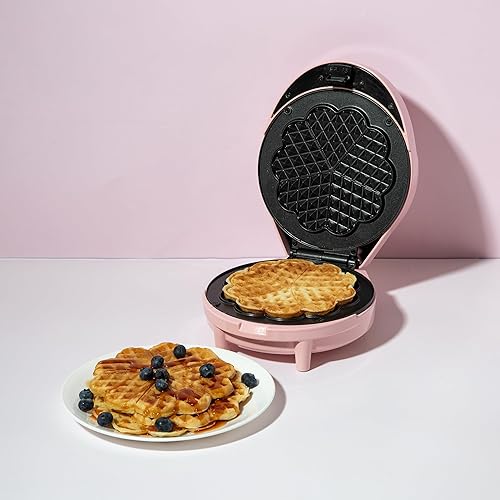 Miniatura 8 de Paris Hilton Máquina para hacer waffles de corazón, hace 5 mini waffles en forma de corazón o 1 waffle individual, placas antiadherentes fáciles de