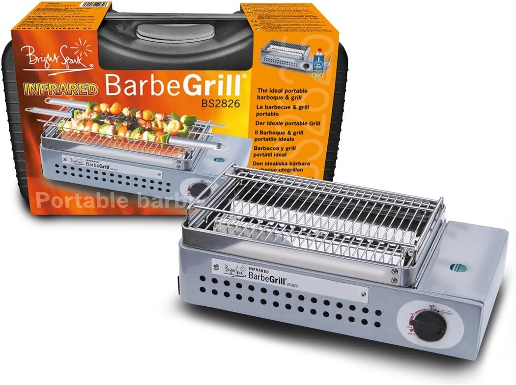 Barbegrill Brightspark Portable Gas Grill, Stainless Steel, Grey, 39 x 22.7 x 13.6 cm, 1-Piece