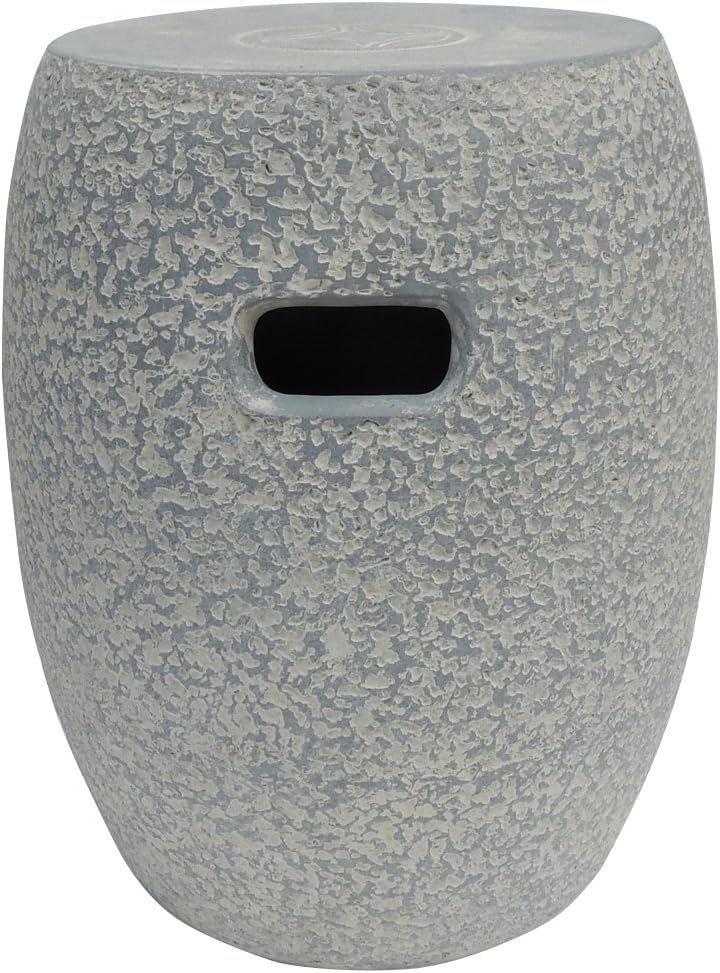 Outdoor Interiors Z32244WC Washed Concrete Look Clay Garden Stool, Grey