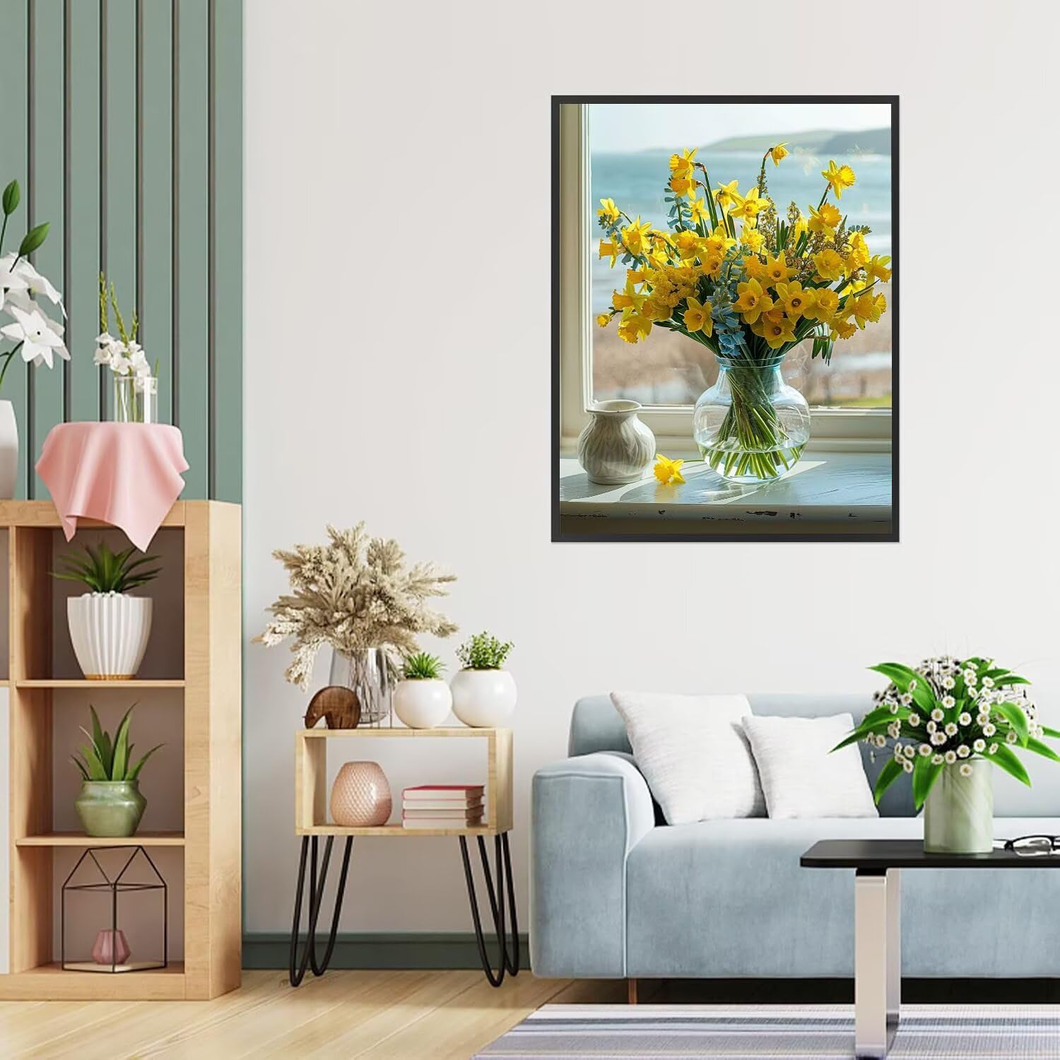Dipingere con i Numeri Adulti Giallo, Fiori Dipingere con i Numeri Bambini DIY Kit, Set Premium con Pennelli, Decorazione Casa & Creativo Regalo di Compleanno, Attività di Tempo libero 90x120cm z-223