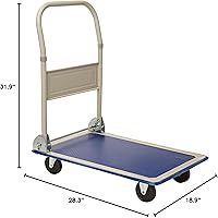 Vista 3 de Every Day Home B01GWELR04 - Carro de plataforma plegable plegable para almacén móvil, carrito de mano, grande, blanco..