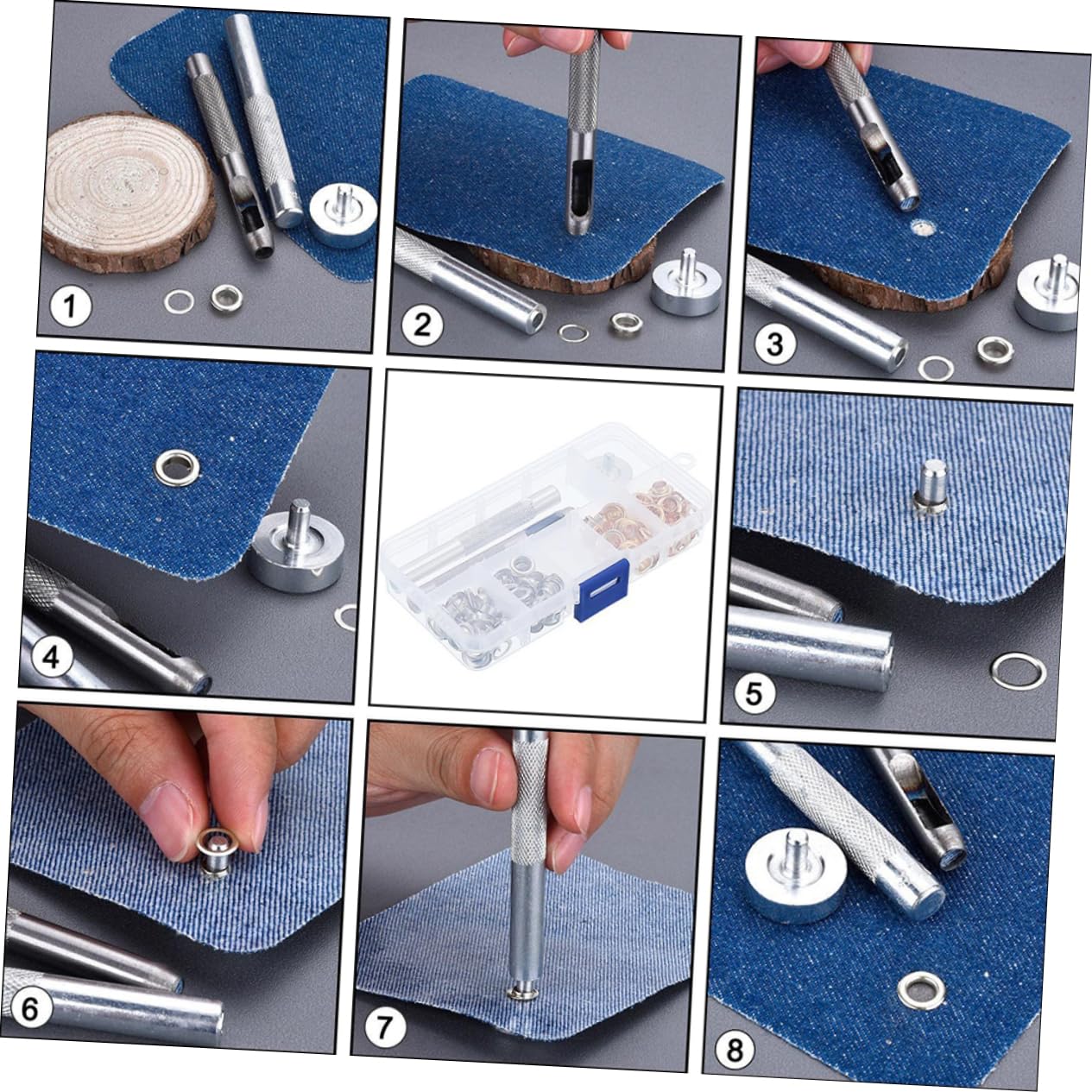Shoe Eyelets Tool Set 200pcs 6mm Grommets Kit Metal Eyelets Button Set Installation Tools for Crafts