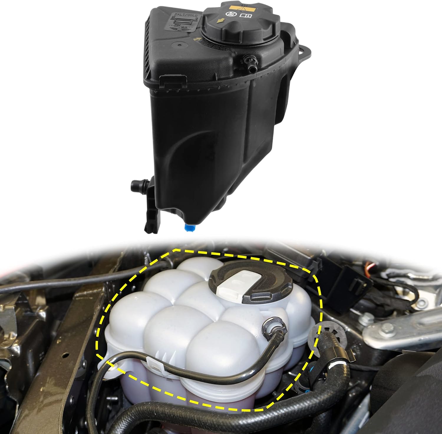 X AUTOHAUX Coolant Radiator Reservoir Tank 17137601948 Coolant Overflow Expansion Bottle with Cap and Sensor for BMW 550i E60 2011-2013 V8 4.4L