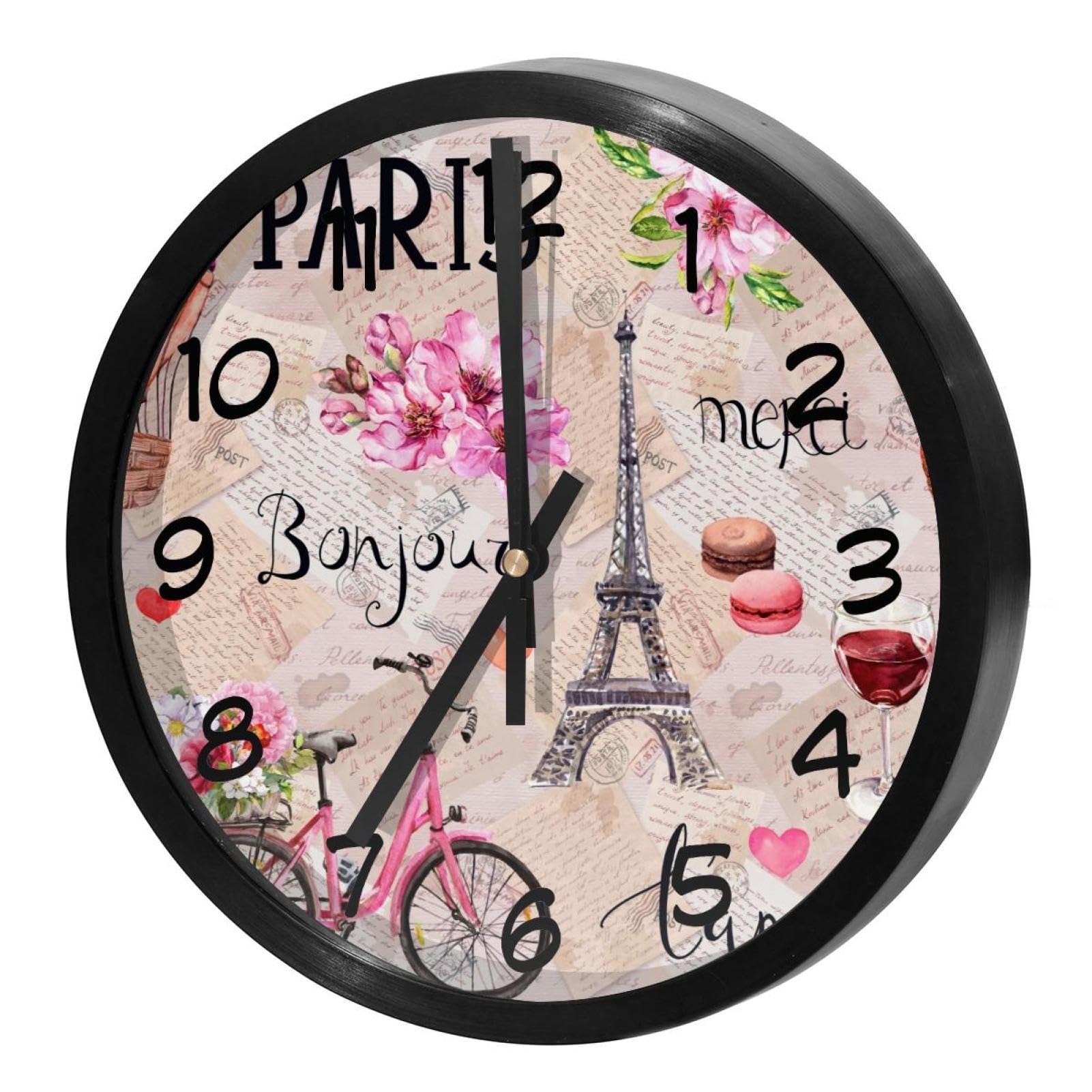Horloge murale à quartz silencieuse rose pour maison bureau et école