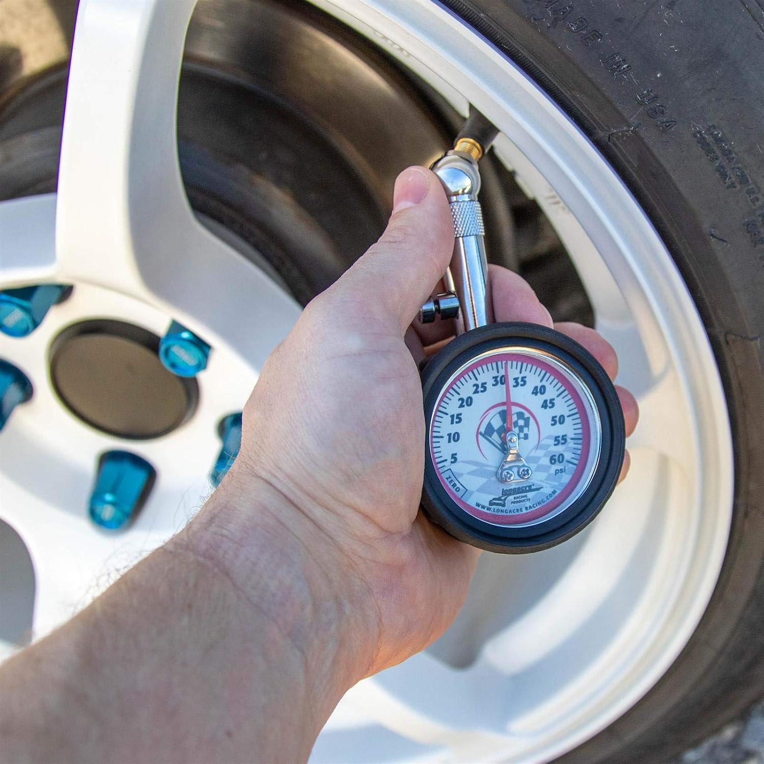 Longacre 52-52005 2 Inch Fixed Stem Tire Pressure Gauge, 0-60 PSI
