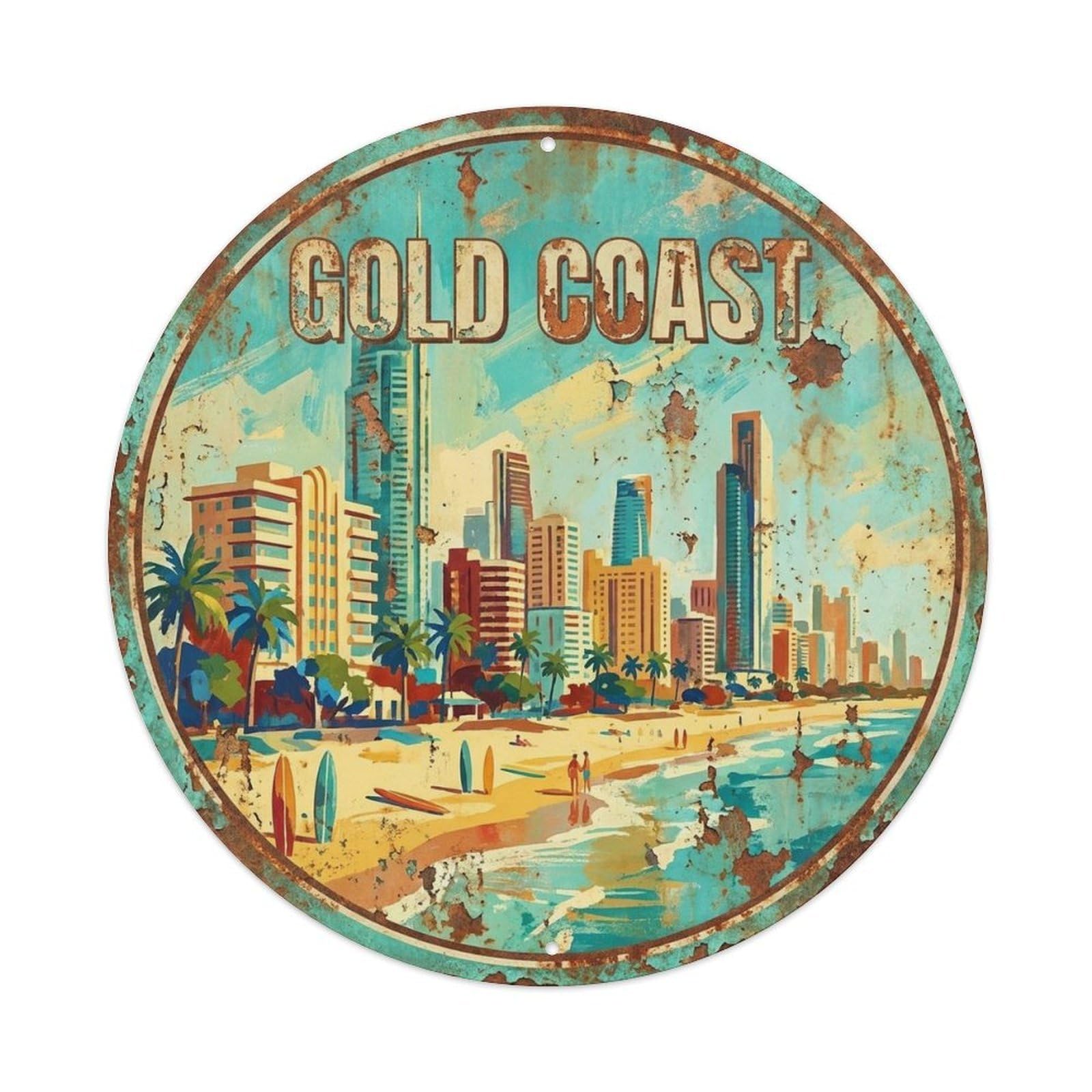 Gold Coast Australia Retro Island Travel Landmark Metal Tin Sign