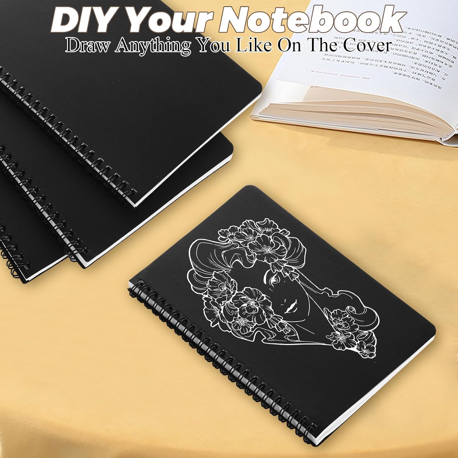 MIVIDE 48 Pack A5 Spiral Notebooks, Black Ruled Notebooks Bulk, 8 x 5.9 Inch 120 Pages Spiral Lined Notebook Journal, Lined Travel Bulk Writing Paper Notebook for School Business Office Supplies