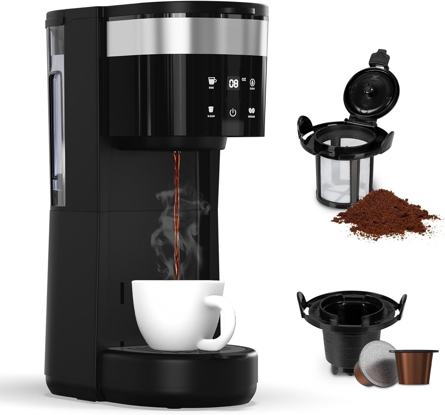 Amazon.com: Single Serve Coffee Maker for K Pod & Ground Coffee & Teas ...
