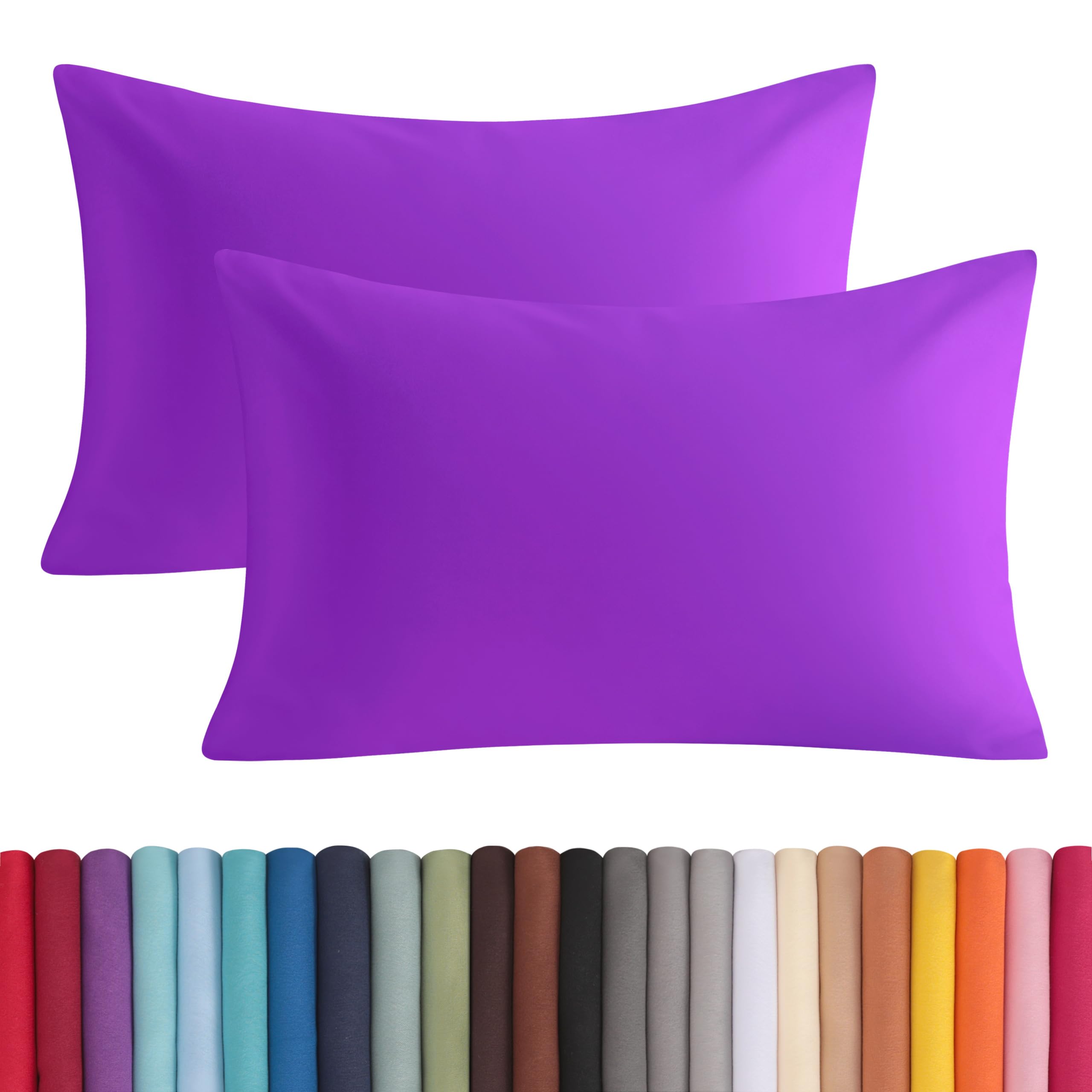 BEDSUM Juego de 2 fundas de almohada de microfibra tamaño Queen, suaves, resistentes a las arrugas y de fácil cuidado con cierre de sobre, 20 x 36 pulgadas, color morado