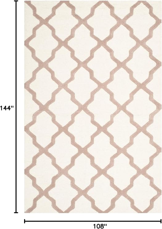 SAFAVIEH Cambridge Collection Area Rug - 9' x 12', Ivory & Beige, Handmade Trellis Wool, Ideal for High Traffic Areas in Living Room, Bedroom (CAM121P)
