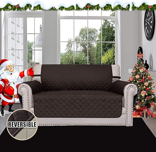 Miniatura 2 de Easy-Going Funda reversible para sofá biplaza de 2 cojines, funda de sofá para perros resistente al agua, protector de muebles con varillas de