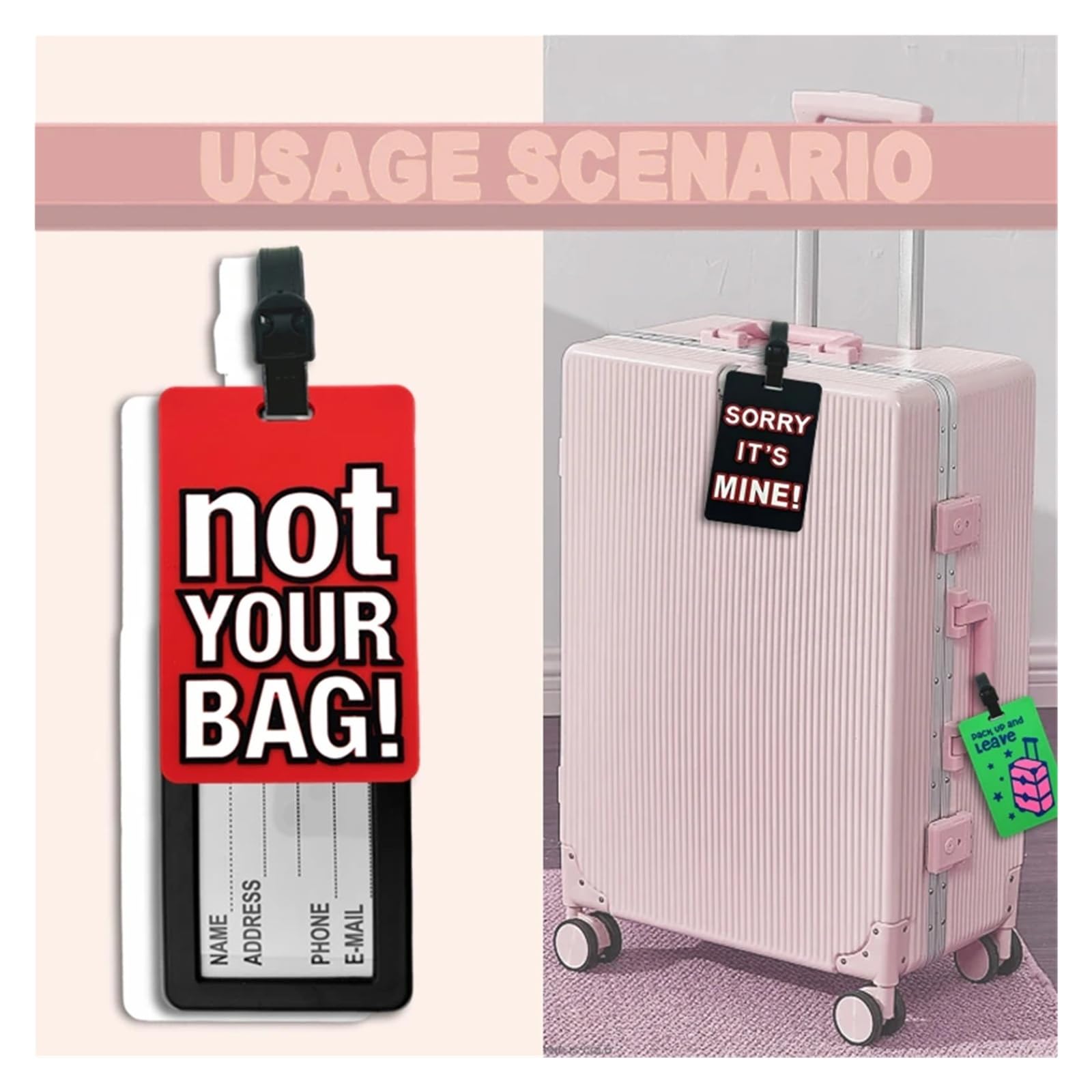 Etichetta for borsa da viaggio Borsa in PVC con biglietto visita e copertura for la privacy Per Bagaglio Valigie(Letter-A 7pcs)