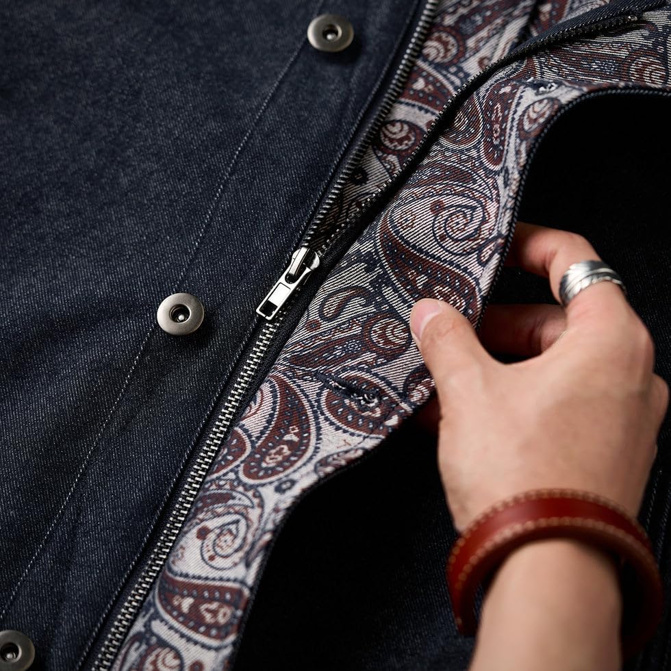 Amazon | [karaku] ジャケットメンズ 襟・袖裏コーデュロイ 刺繡入り裏