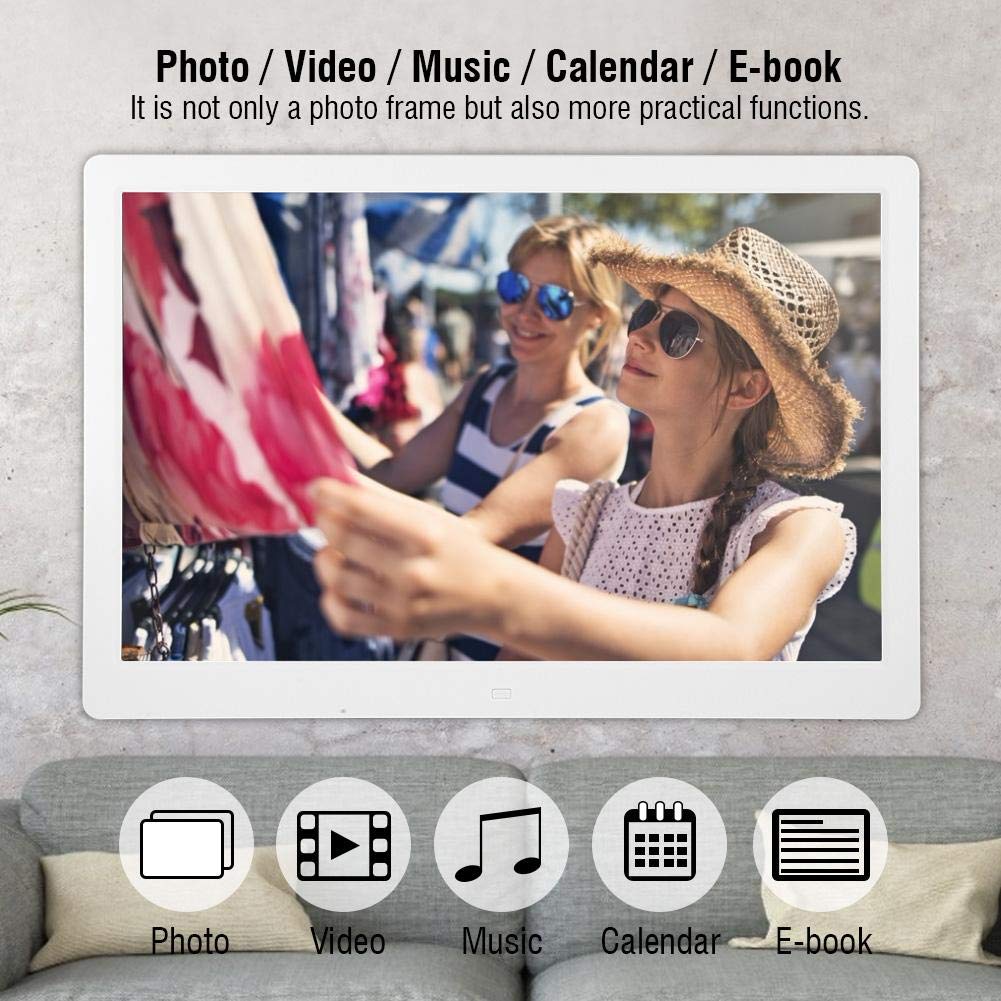 Cadre Photo Numérique 15,4 Pouces Grand Écran 1280 * 800 avec Télécommande - USB, Carte SD, Automatique, Photo, Musique, Vidéo, Horloge, Calendrier