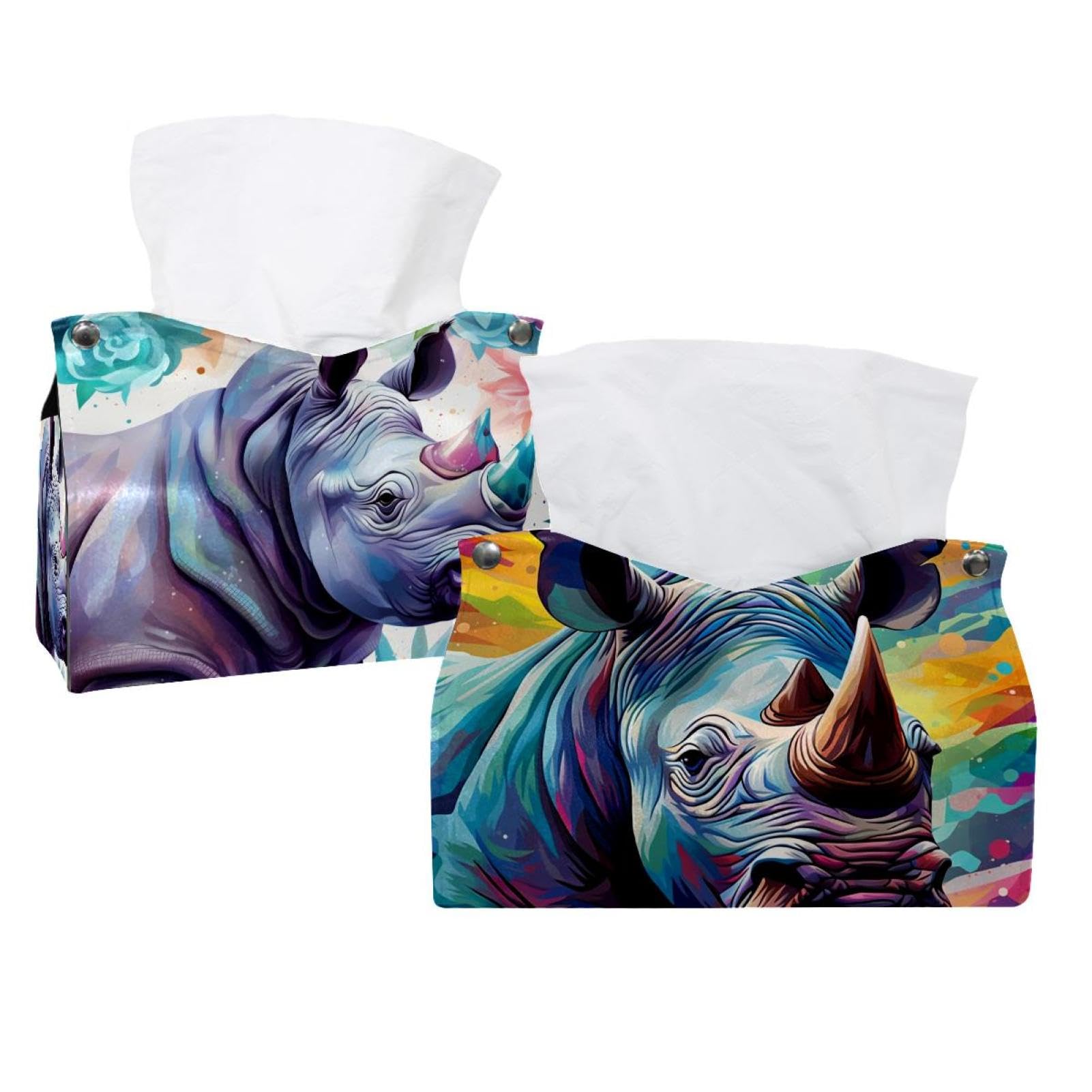 Boîte à mouchoirs en cuir rhinocéros pour harmoniser votre salle de bain et commode