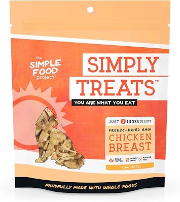 Simple Food Project The Freeze Dried Raw Cat Treats Grain Free, All Natural, with Just 1 Ingredient - Chicken Breast