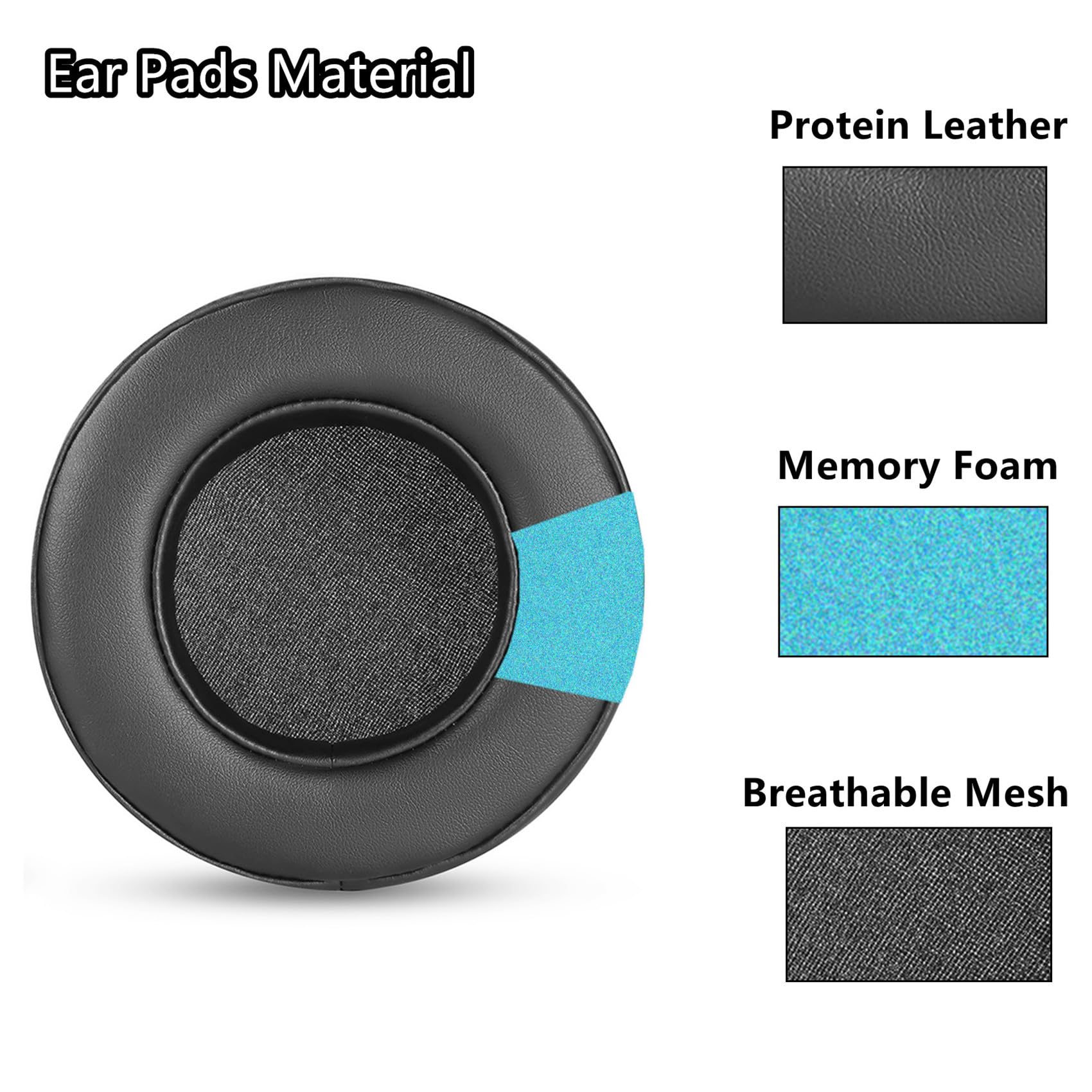 Replacement Black Leather Ear Pads For AKG K550, K551, K552, K553 MKII Headphones
