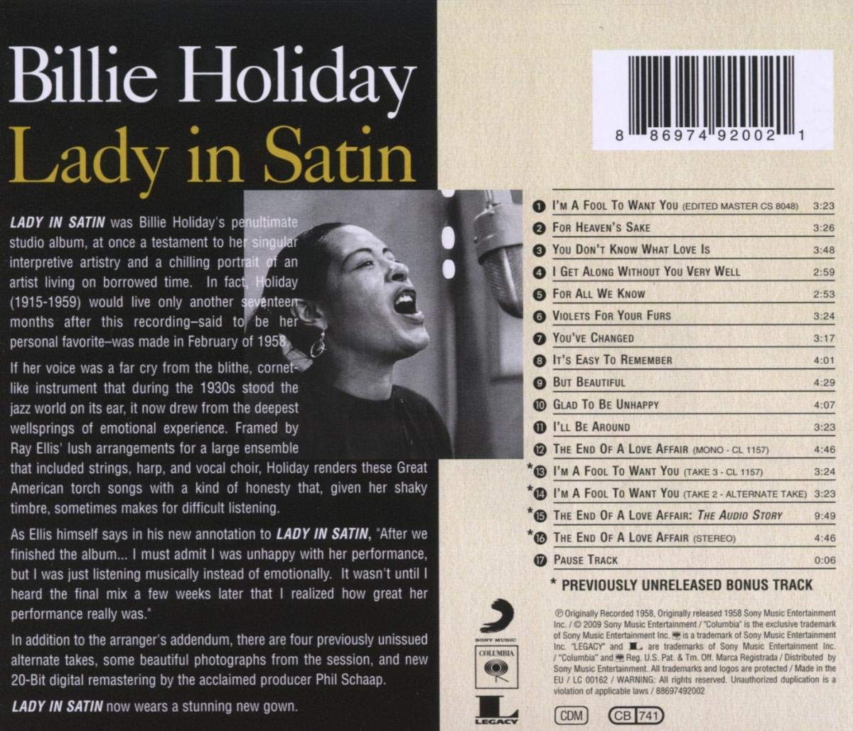 Lady In Satin(Original Columbia Ja