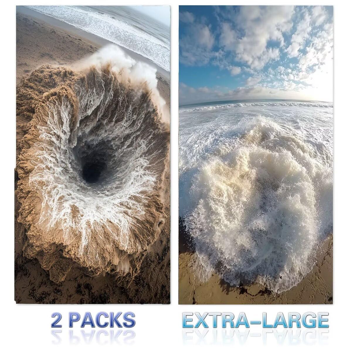 Telo Mare Microfibra Grande - 100 x 200 cm Telo Mare 2 Pezzi, Antisabbia, Asciugatura Rapida, Ultra Assorbente, Estate Spiaggia Asciugamani Bagno Asciugamano Microfibra, Donna Regali (ondate) m-336