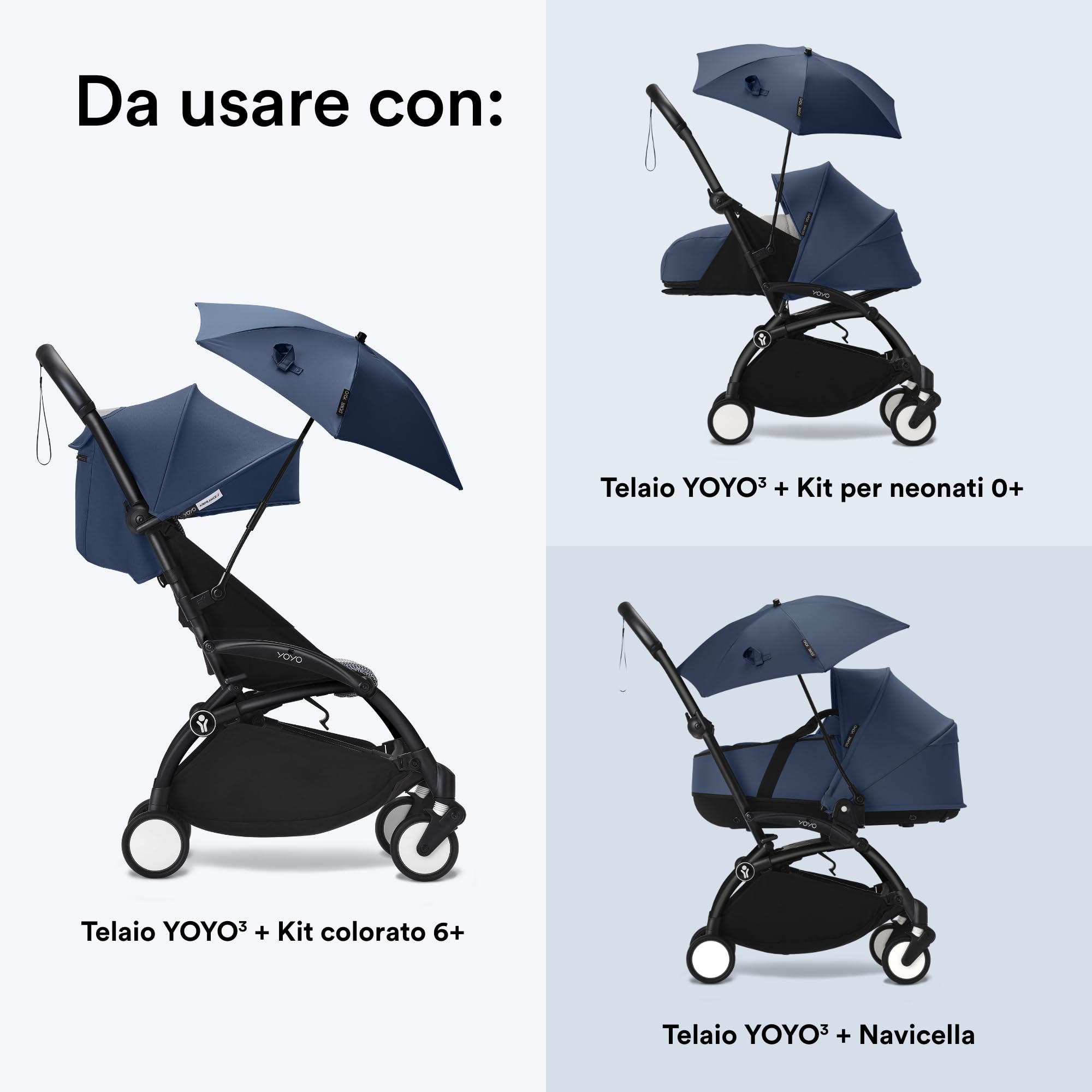 Parasole Stokke YOYO, Navy Blue - Protezione UPF 50+, opacità migliorata - Da utilizzare sul passeggino YOYO con 0+ Newborn Pack, Newborn Shell o 6+ Color Pack