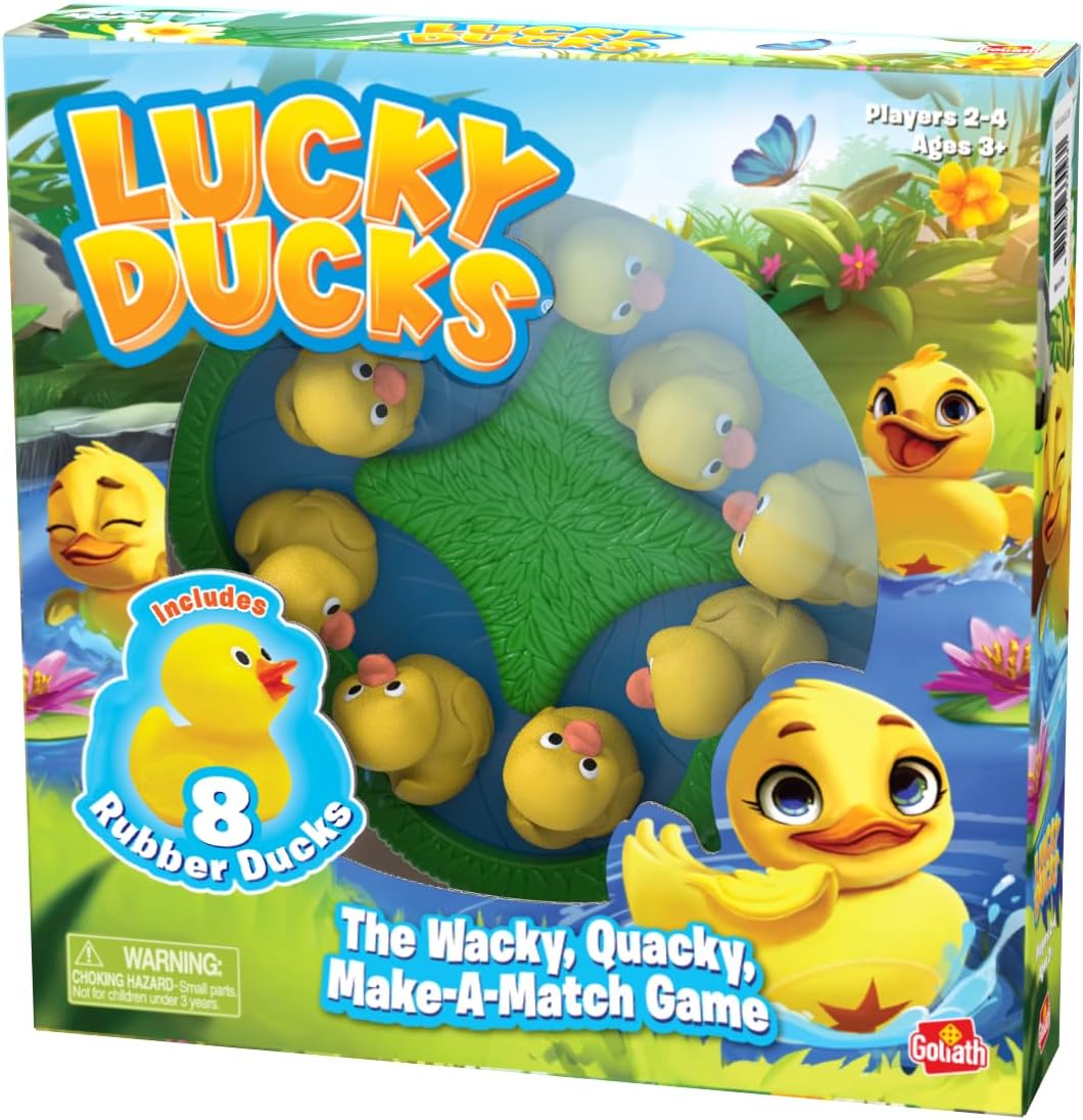 Goliath Lucky Ducks Game | Includes 8 Rubber Ducks | Develops Memory Matching Skills for Preschoolers | 2-4 Players, Ages 3+