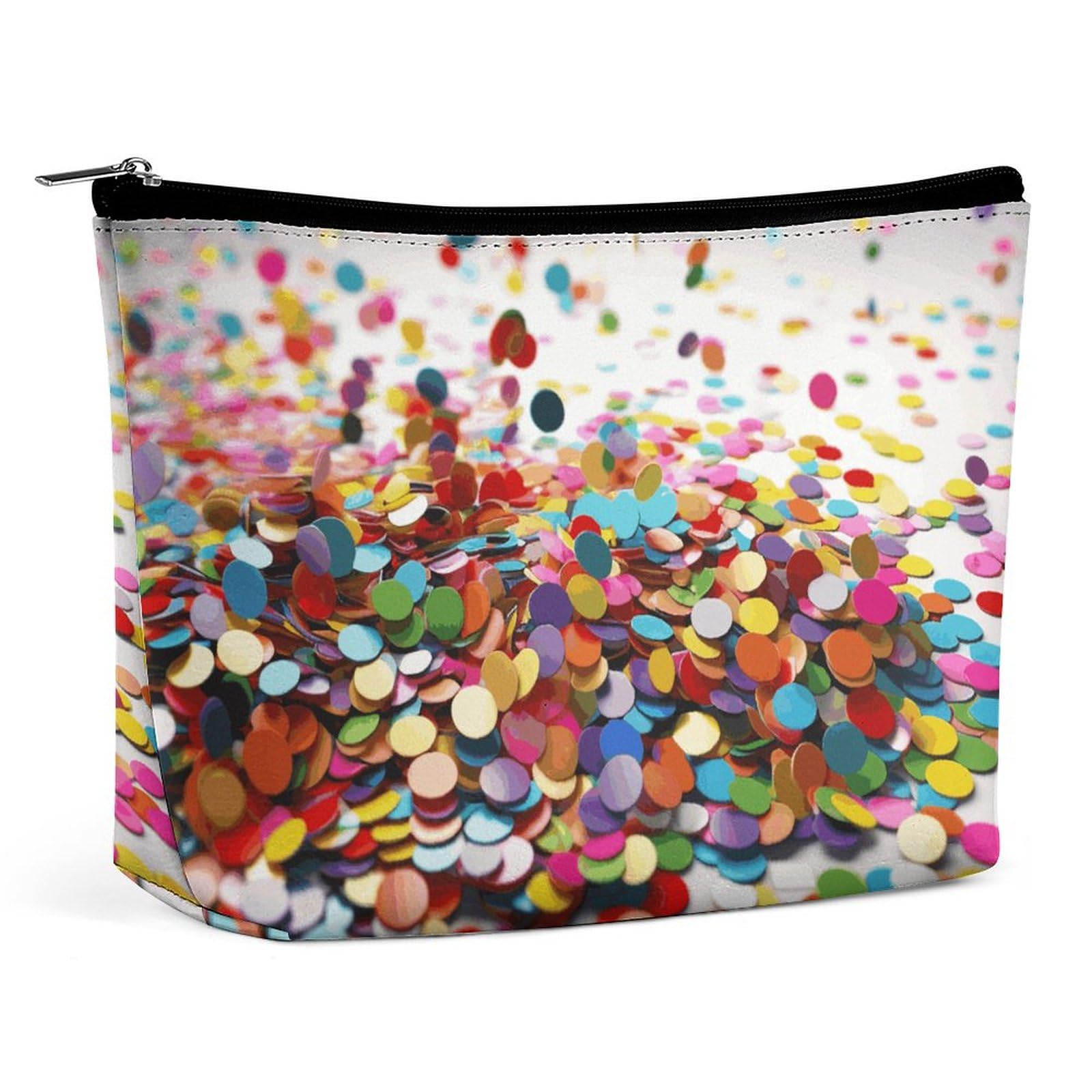 KLWQR Confetti Shaped Dots Makeup Bag for Purse Waterproof Cosmetic Bags Makeup Pouch with Zipper Travel Toiletry Bag Organizer for Women Ladies
