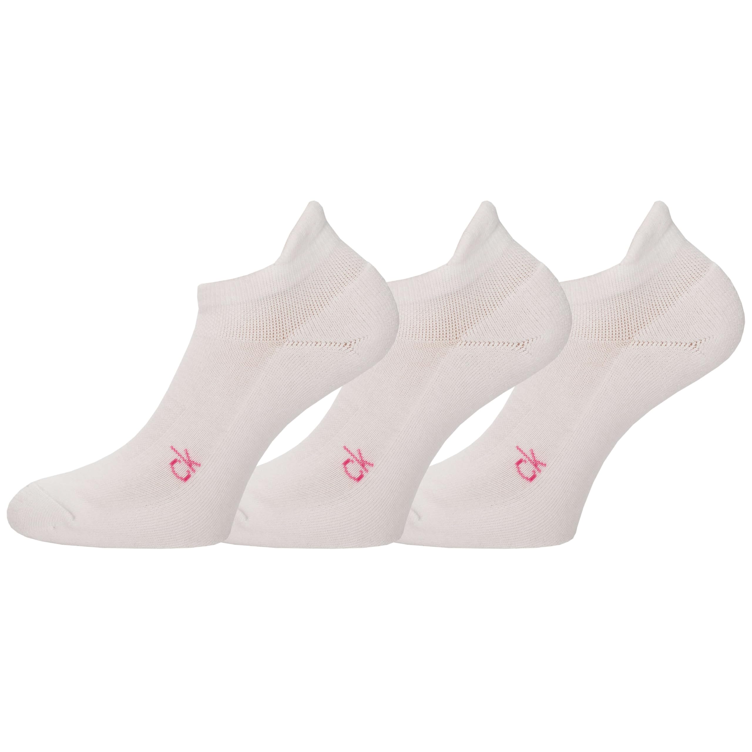 Calvin Klein Women's White/Pink Golf Trainer Tab (3 Pairs) Socks - Uk 4-8