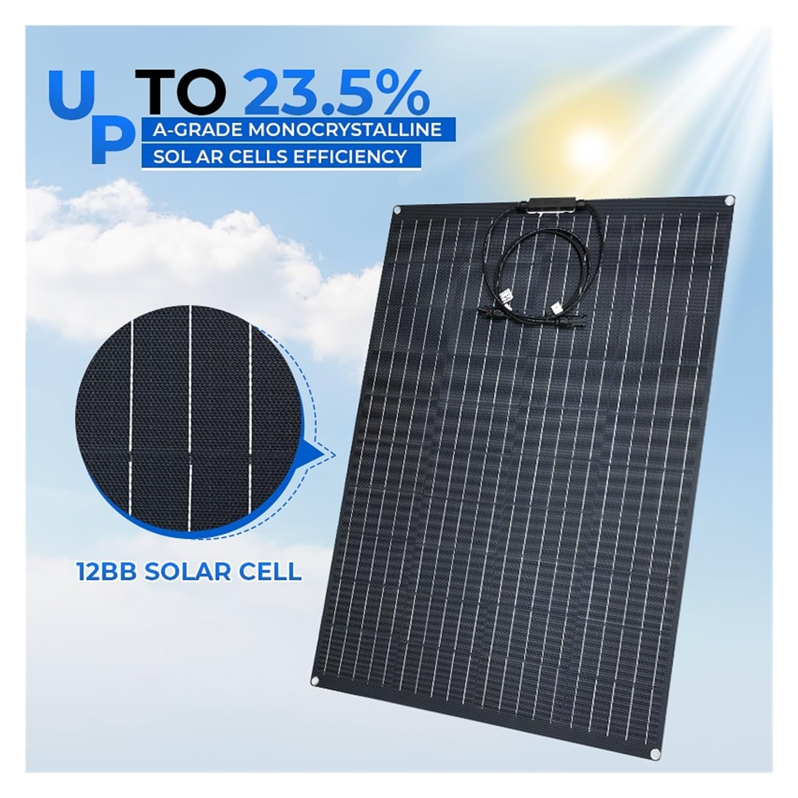 Solarpanel-Kit, flexibles monokristallines PV-Modul, hocheffiziente Ladebatterie for Zuhause, Wohnmobil, Boot, netzunabhängiges System Einfache Installation(2PCS-600W)