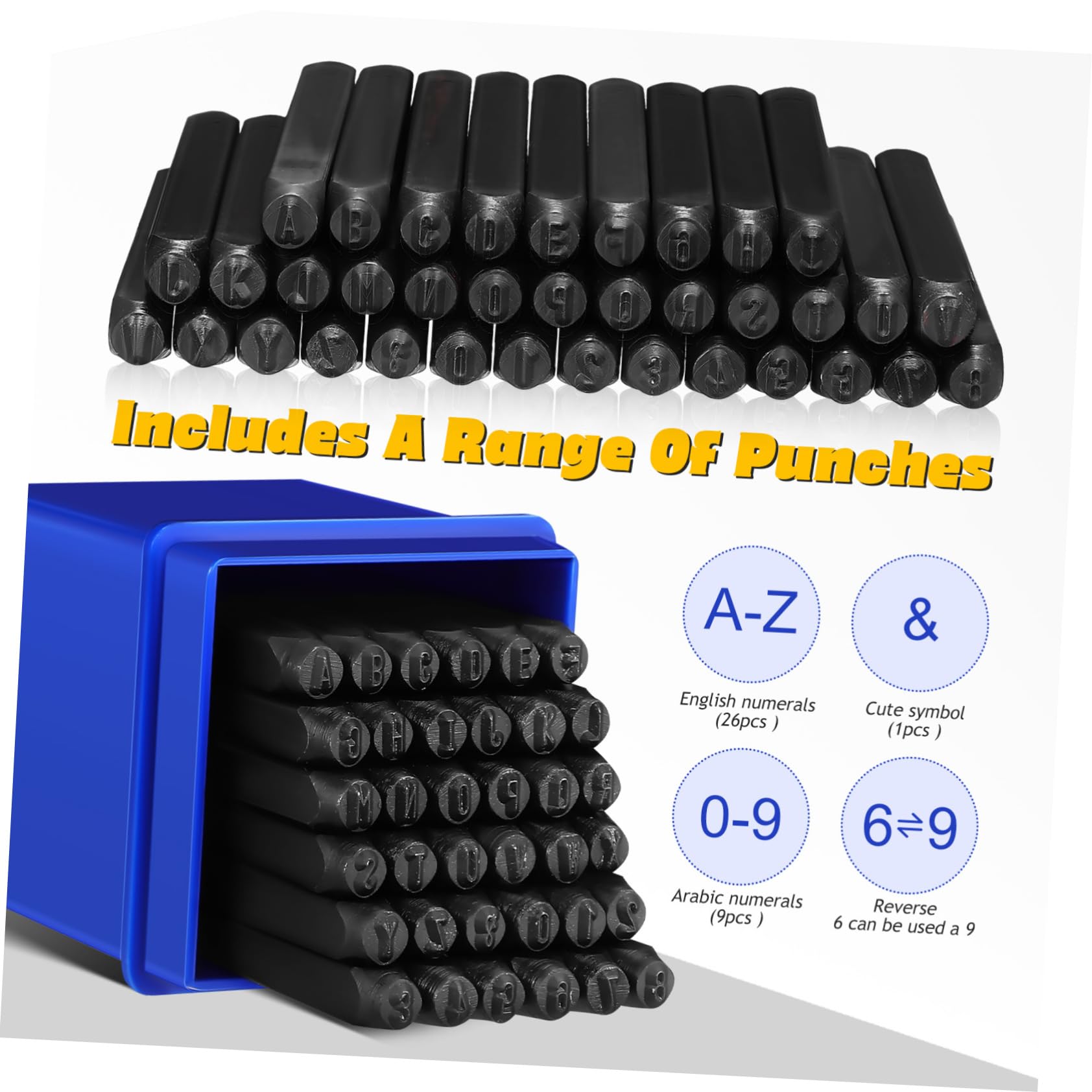 NUOBESTY Juego de Punzones de Acero al Carbono para Estampar Números Alta Precisión, Stamp Puncher Adecuado para Aficionados y Maquinistas en Metal y Plástico