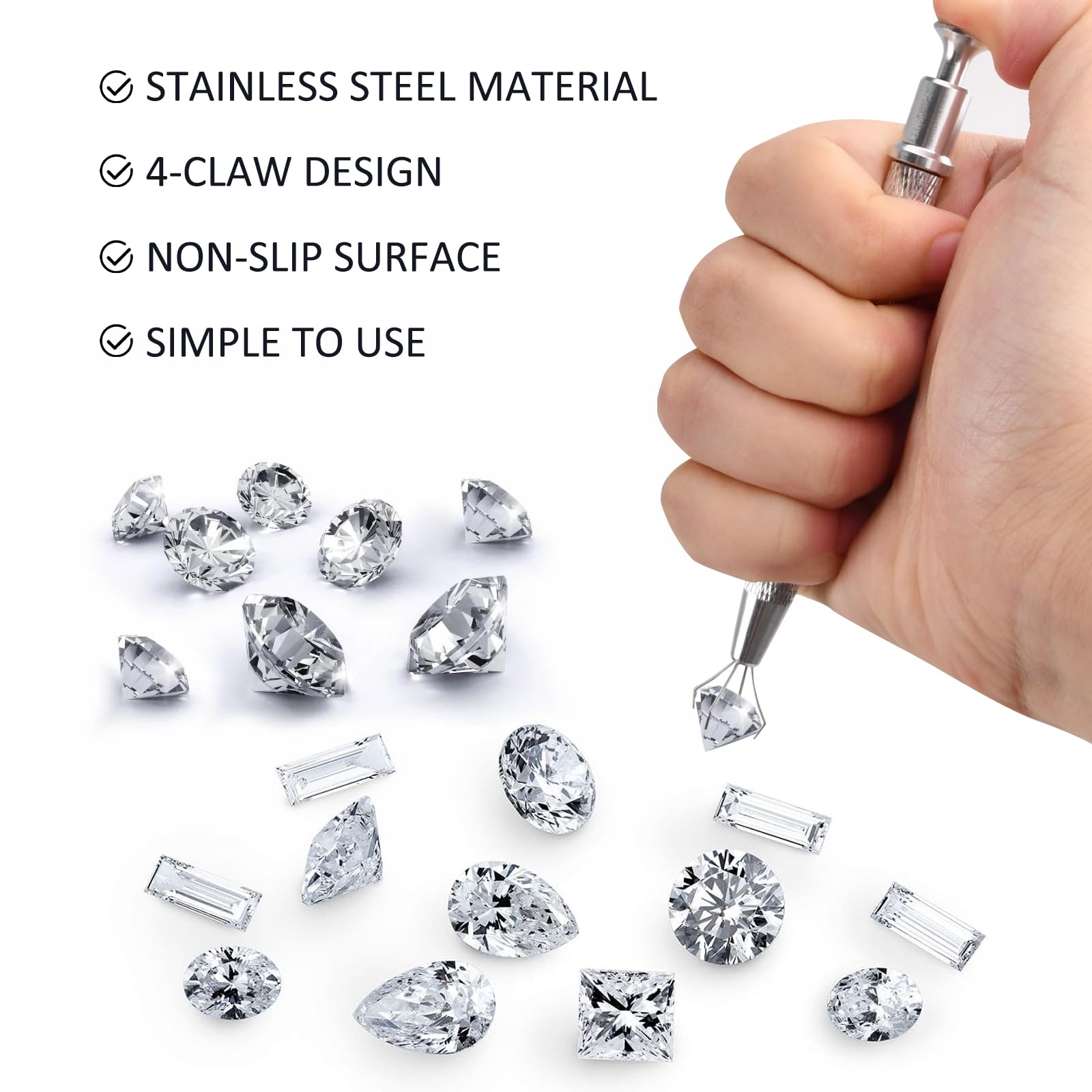 Lot De 2 Pinces à Billes De Piercing - Acier Inoxydable, 4 Griffes - Pour Bijoux, Perles, Petites Pièces - Longueur 12 Cm