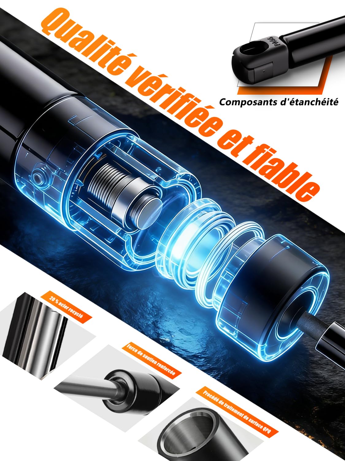 700MM 300N Verin Gaz (2 pièces) - Verin Hydraulique für Lit Coffre, Porte Cuisine & Coffre Jardin - 30KG Charge Lourde Amortisseur Gaz Set