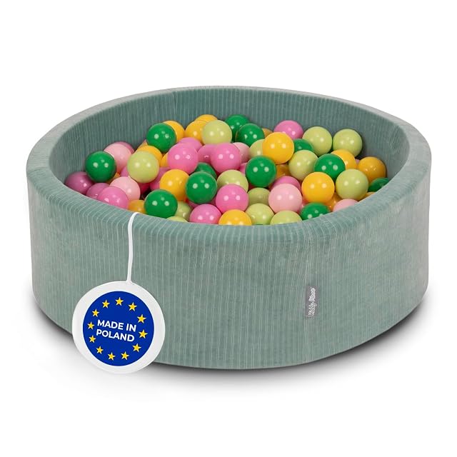 KiddyMoon Piscina Sensorial Redonda 90X30cm/300 Bolas Estimulante para Niños