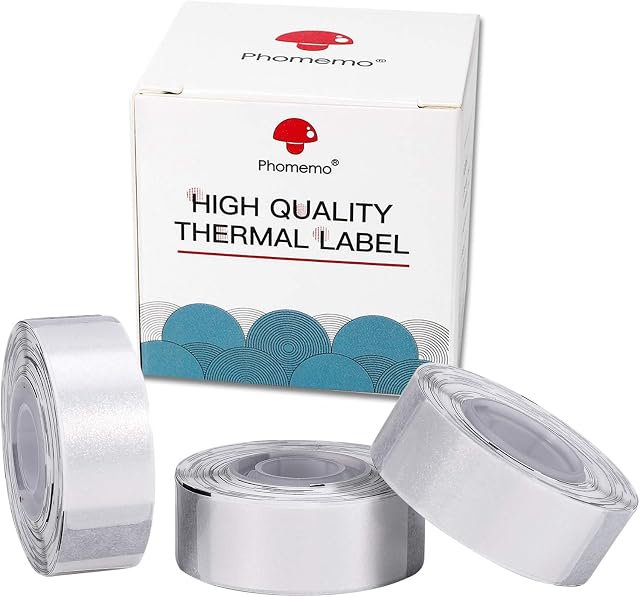 Phomemo D30 Silver Glitter Thermal Labels - Self-Adhesive, 14x40mm/0.55x1.57inch, 3 Rolls